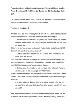 Festgottesdienst anl&auml;sslich des Goldenen Priesterjubil&auml;ums von Dr