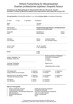 Höhere Fachprüfung für Steuerexperten Examen professionnel