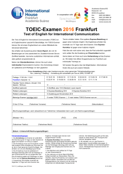 TOEIC-Examen 2016 Frankfurt