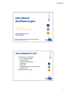 Info-Abend Zertifizierungen - Institut f&uuml;r Interne Revision
