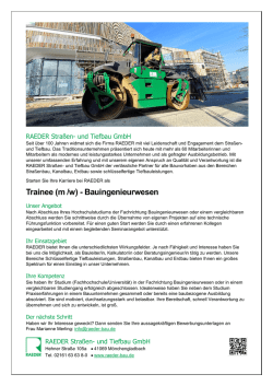 Trainee (m /w) - Bauingenieurwesen