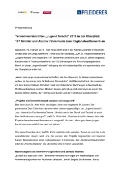 Jugend forscht 1. Wettbewerbstag