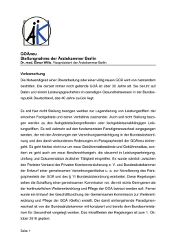 GO&Auml;neu Stellungnahme der &Auml;rztekammer Berlin