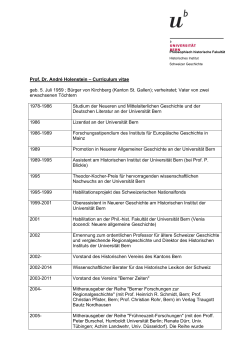 Prof. Dr. Andr&eacute; Holenstein &ndash; Curriculum vitae geb. 5. Juli 1959