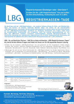 „LBG-Registrierkassen-Tage“ – Programm und