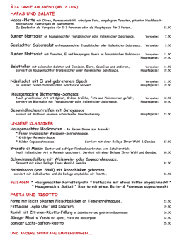 HAPAS UND SALATE UNSERE KLASSIKER PASTA UND RISOTTO A