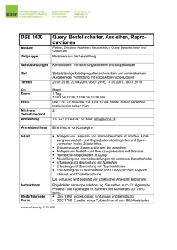 DSE 1400 Query, Bestellschalter, Ausleihen, Repro