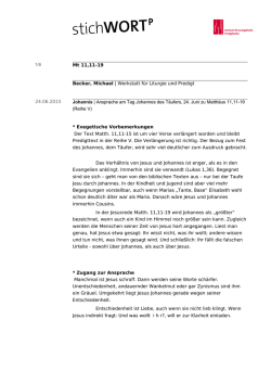1/6 Mt 11,11-19 Becker, Michael | Werkstatt f&uuml;r Liturgie