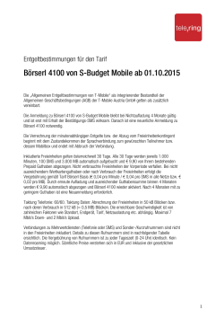 Börserl 4100 von S-Budget Mobile ab 01.10.2015