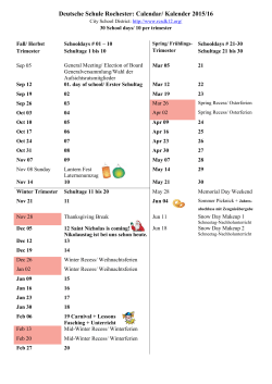 Deutsche Schule Rochester: Calendar/ Kalender 2015/16