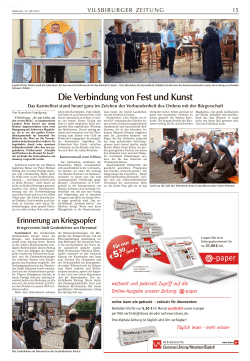 (Vilsbiburger Zeitung) zum Karmel Fest 2015.
