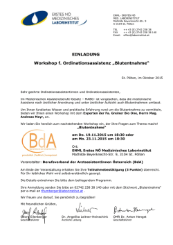 EINLADUNG Workshop f. Ordinationsassistenz