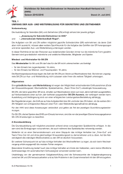 Richtlinien für Zeitnehmer/Sekretär - Hessischer Handball