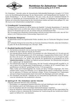 Richtlinien für Zeitnehmer / Sekretär - Handball