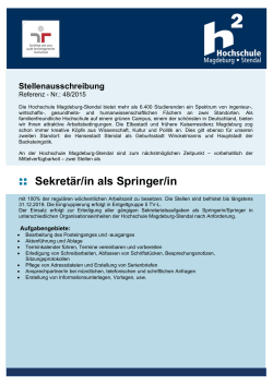 Sekretär/in als Springer/in - Hochschule Magdeburg