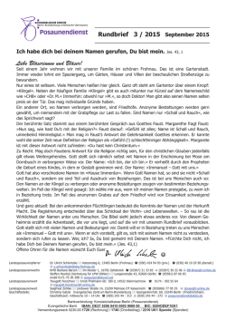 Liebe Bläserinnen und Bläser! Rundbrief 3 / 2015 September 2015
