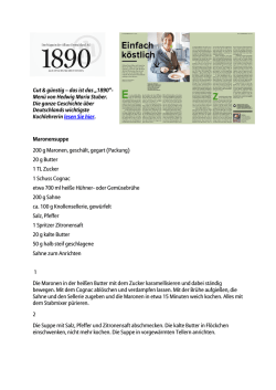 Gut & g&uuml;nstig &ndash; das ist das &bdquo;1890&ldquo;- Men&uuml; von Hedwig Maria Stuber