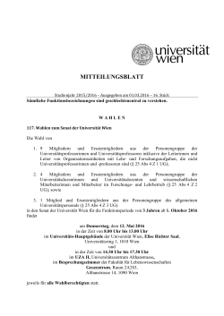 117. Wahlen zum Senat der Universität Wien
