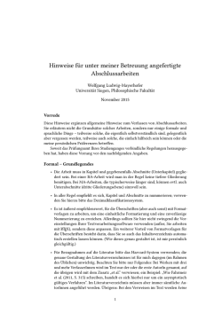 Hinweise f&uuml;r unter meiner Betreuung angefertigte Abschlussarbeiten