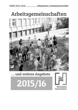 HGWT 2015 / 2016 Mittagspause / Arbeitsgemeinschaften
