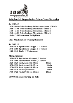 Zeitplan 14. Stoppelacker Moto