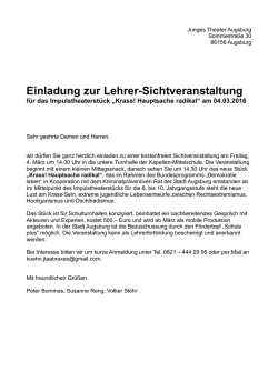 Einladung zur Lehrer-Sichtveranstaltung