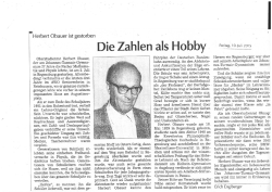 Herbert Obauer ist gestorben - Johannes-Turmair