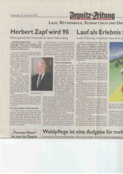 Herbert Zapf wird 90