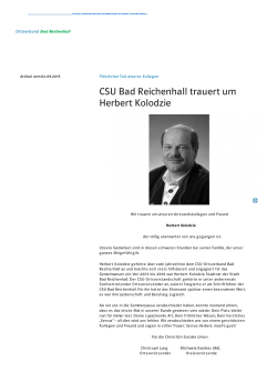 CSU trauert um Herbert Kolodzie