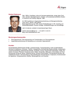 Herbert Salzmann Beratungsschwerpunkte Kunden