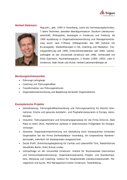 Herbert Salzmann Beratungsschwerpunkte Exemplarische Projekte