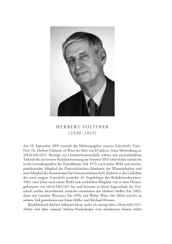 Herbert Foltinek (1930&ndash;2015) - &Ouml;sterreichische Akademie der