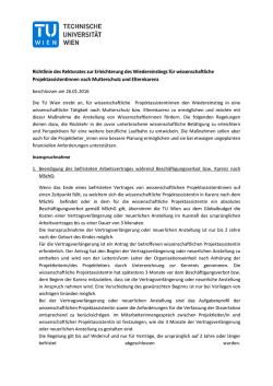 Richtlinie des Rektorates zur Erleichterung des Wiedereinstiegs für