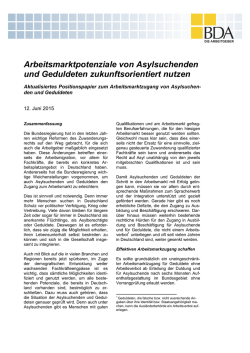 Arbeitsmarktpotenziale von Asylbewerbern und Geduldeten