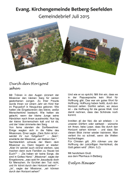 Evang. Kirchengemeinde Betberg-Seefelden Gemeindebrief Juli 2015