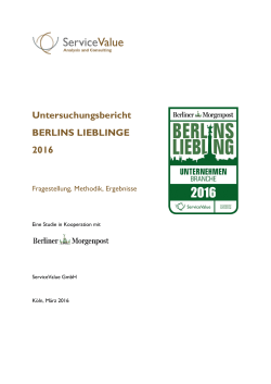 Untersuchungsbericht BERLINS LIEBLINGE 2016