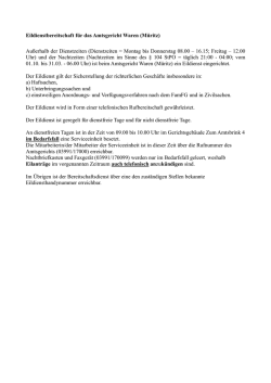 Eildienstbereitschaft f&uuml;r das Amtsgericht Waren (M&uuml;ritz)