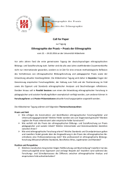 Call for Paper Ethnographie der Praxis – Praxis der Ethnographie
