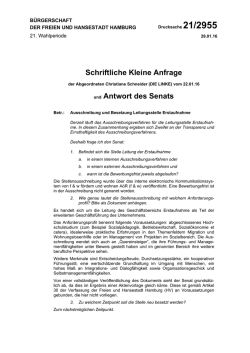 Schriftliche Kleine Anfrage und Antwort des Senats