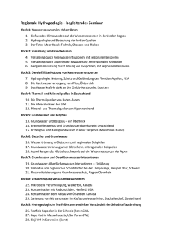 Regionale Hydrogeologie – begleitendes Seminar