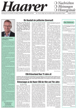 Ein Haushalt der politischen Unvernunft Erinnerungen - CSU-Haar