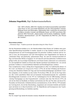 Johanna Stapelfeldt, Dipl. Kulturwissenschaftlerin
