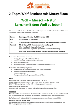 2-Tages Wolf-Seminar mit Monty Sloan Wolf – Mensch – Natur
