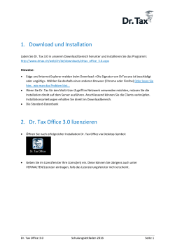 1. und Installation 2. Dr. Tax Office 3.0 lizenzieren