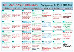 WT - AKADEMIE Püttlingen Trainingsplaner 04.04. bis 01.05.2016