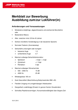 Merkblatt zur Bewerbung Ausbildung zum/zur Lokführer(in)