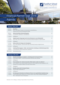 Financial Planner-Tage 2016 Agenda