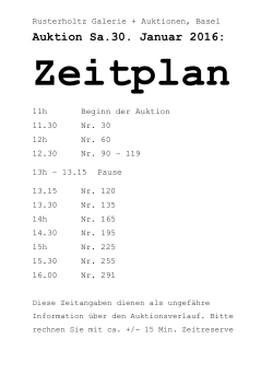 Zeitplan - Rusterholtz Galerie + Auktionen