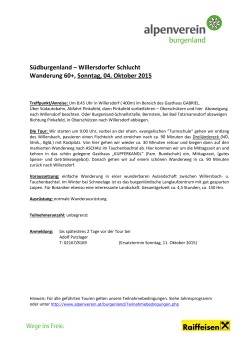 Willersdorfer Schlucht Wanderung 60+, Sonntag, 04. Oktober 2015