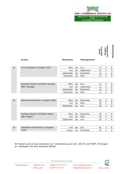 Wir bieten auch private Lektionen zur Vorbereitung auf ILEC, IELTS